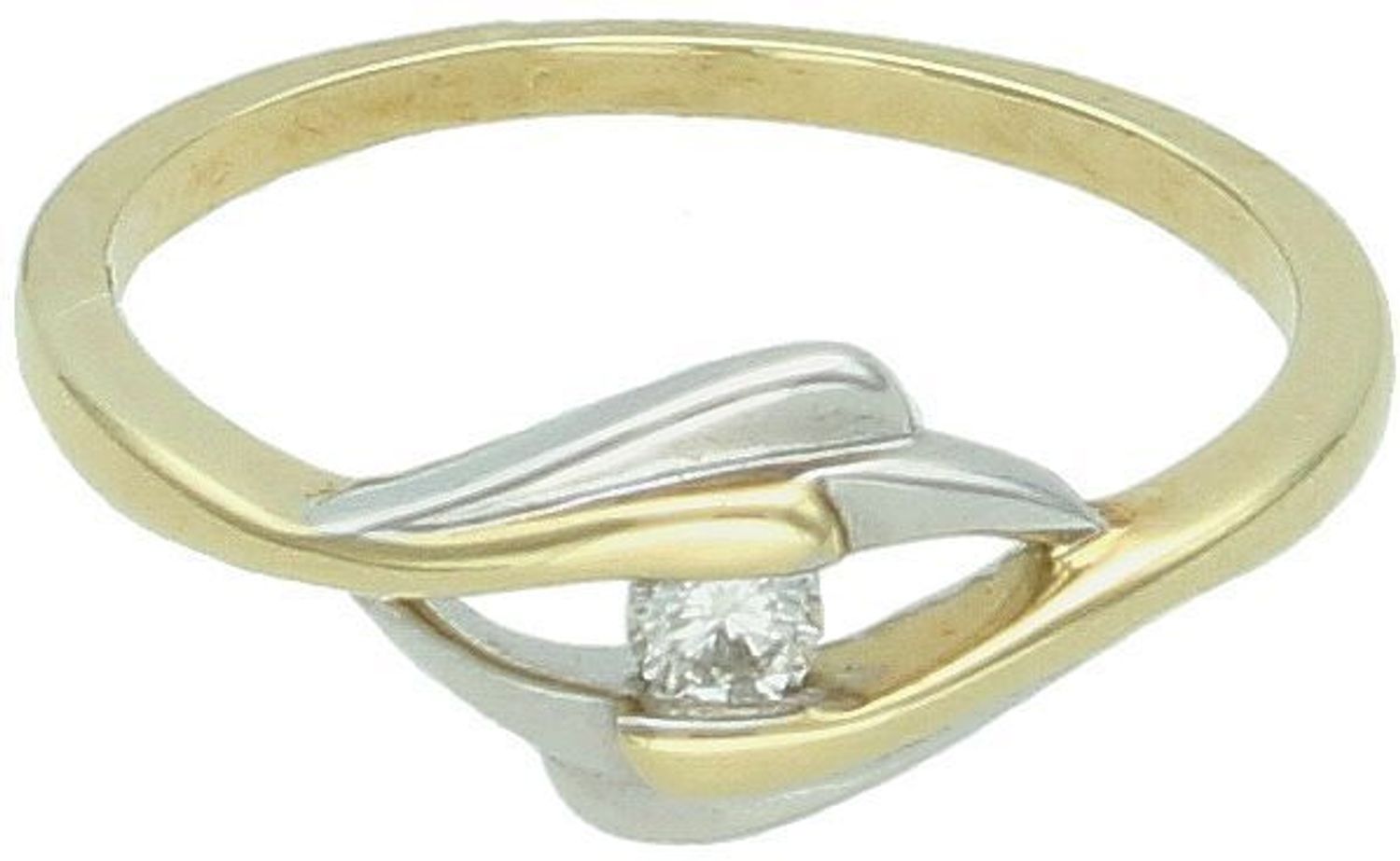 Złoty pierścionek pleciony z brylantem  Białe i żółte złoto  Rozmiar 13  1131812 HSI.jpg